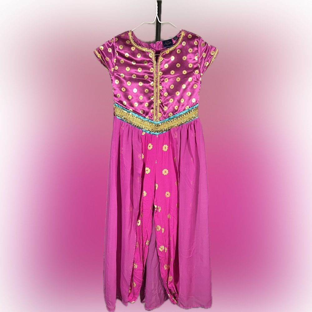Disney Jasmine Premium Costume Magenta Kids 6/6X Embellished Jumpsuit